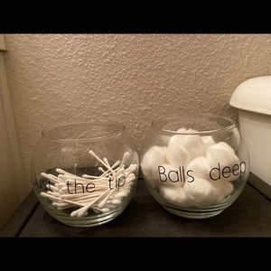 Funny Q-tip and Cotton ball jars